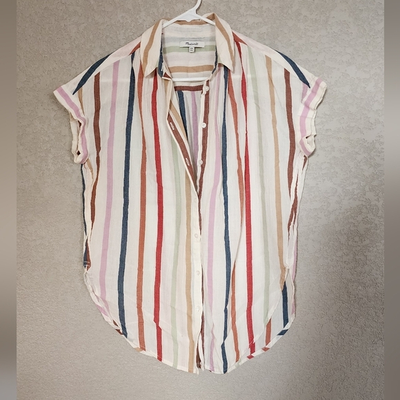 Madewell stripped button-down shirt size XXS over-sized style - Picture 1 of 4